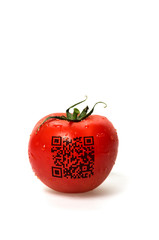 Tomate mit QR Code