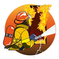 Abwaschbare Fototapete Superhelden Feuerwehrmann