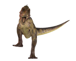 t-rex with blood in the face attacking