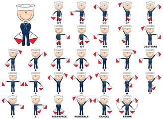 Semaphore flag positions for the alphabet