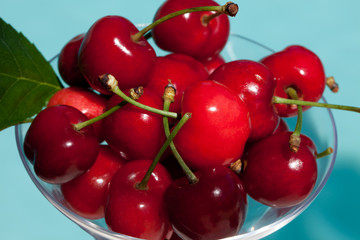 Closeup Of Glass With Cherries