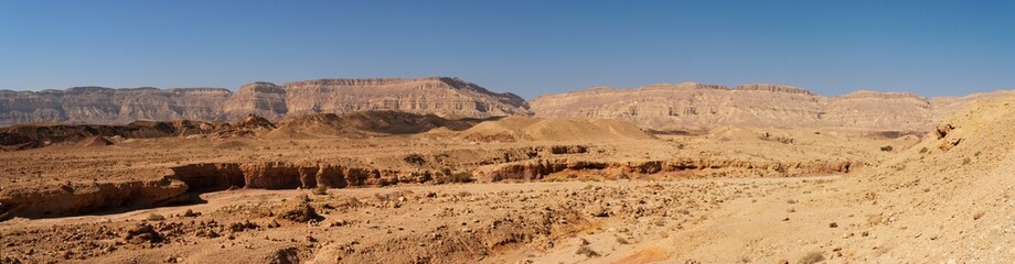 Scenic desert landscape in Makhtesh Katan in Negev desert