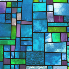 Naklejki  Wielobarwny witraż w kolorze niebieskim, format kwadratowy