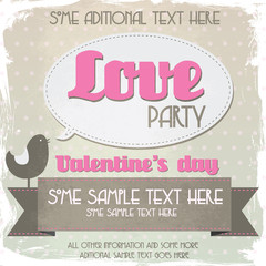 Vintage valentines day party flyer