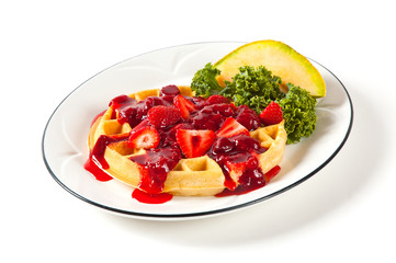 Waffles with strawberries