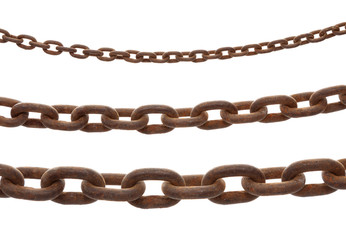 Obraz premium rusty old steel chain in any different size on white background