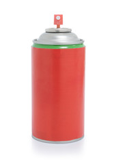 cans of red spray isolated on white background