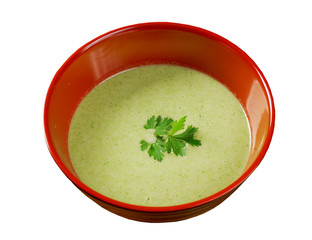 Bowl of cream of broccoli soup