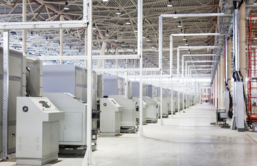 Modern machines in shop at the big enterprise