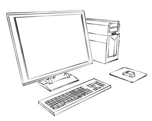 desktop computer abstract sketch