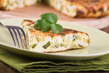 Italian omelette with zucchini.