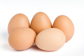 close up of egg on white background