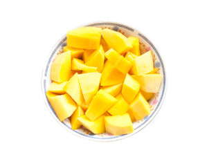 Cut into small pieces of mango