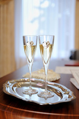 Wedding glasses with champagne