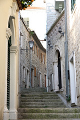 Backstreet in old town of Herceg Novi, Montenegro
