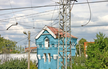 House blue beautiful behind wires