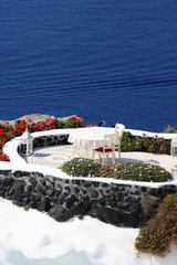 Santorini village terasse by the sea