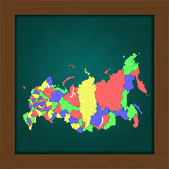russia map  on high resolution green chalkboard