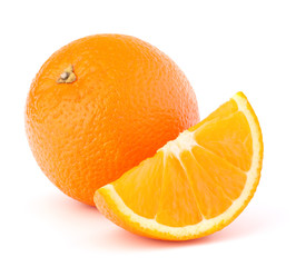 Whole orange fruit and his segment or cantle
