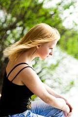 Fototapeta premium Pensive girl