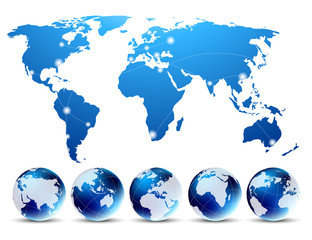Fototapeta na wymiar Map with globes