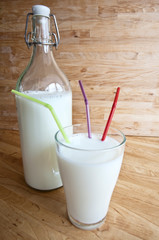 Milchglas mit Flasche