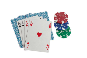 Four aces casino cards with chips