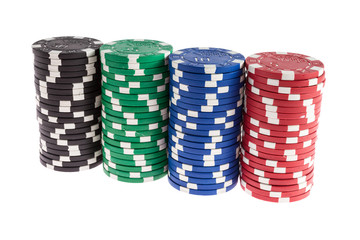 Casino chips isolated on white