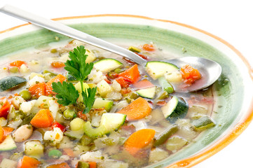 soup vegetables on white background