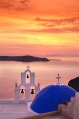 No drill light filtering roller blinds Santorini Santorini with Traditional Church in Fira, Greece