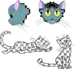 Pixelated stylized cats