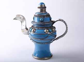 Tunisian blue silver teapot