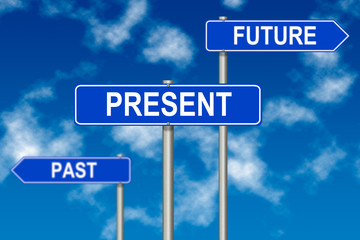 Obraz premium Past Present Future sign