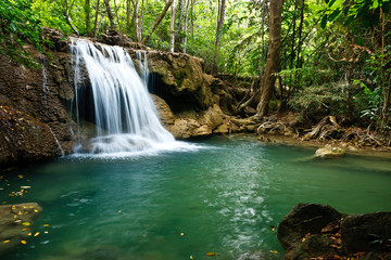 Waterfall in National Park , Kanchanaburi Province , Thailand