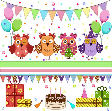Birthday party owls set