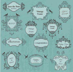 Vintage Frames and Design Elements- for wedding, invitation, bir
