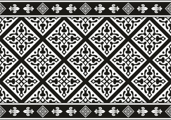 Geometrical Seamless black-and-white gothic floral texture