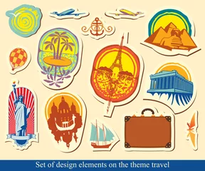 Cercles muraux Doodle ensemble d& 39 éléments de conception sur l& 39 industrie touristique