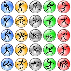 Papier Peint photo Lavable Dessiner Sport Simboli Olimpiadi-Olympic Simbols Crystal Web Icons-Vector