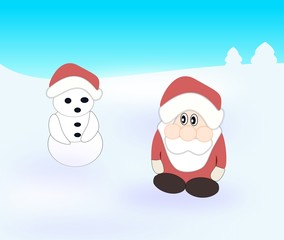 Obraz na płótnie Canvas Santa and Snowman