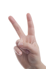 Hand show peace sign