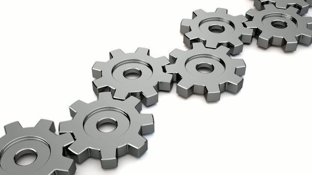 3d render animation of isolated gears loop animation