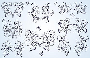 Black floral elements