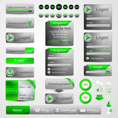 collection of web design elements, green set