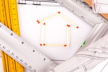 measure tools and construction plans