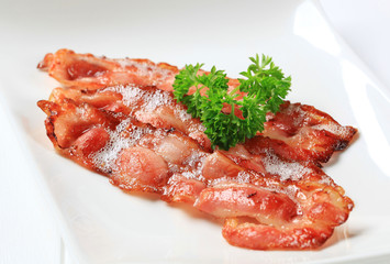 Fried bacon strips