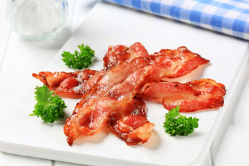 Fried bacon strips