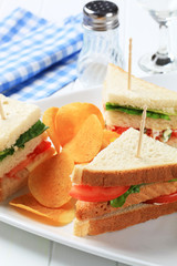 Vegetable Sandwiches and crisps