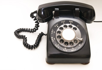 Rotary vintage black telephone