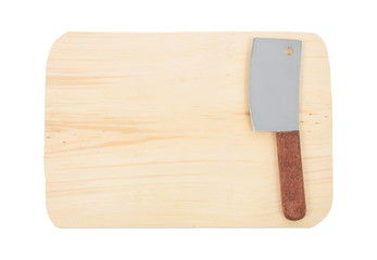 knife with a cutting board isolated on white